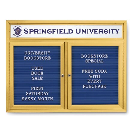 United Visual Products Indoor Enclosed Combo Board, 42"x32", Brnz Frame/Wht Porc & Ultramarine UVCB4232BZ-WHTPORC-ULTMAR